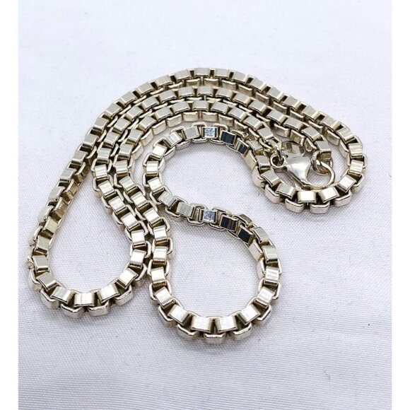 Tiffany & Co Sterling Silver Venetian Box Link Necklace 18" - Picture 1 of 11